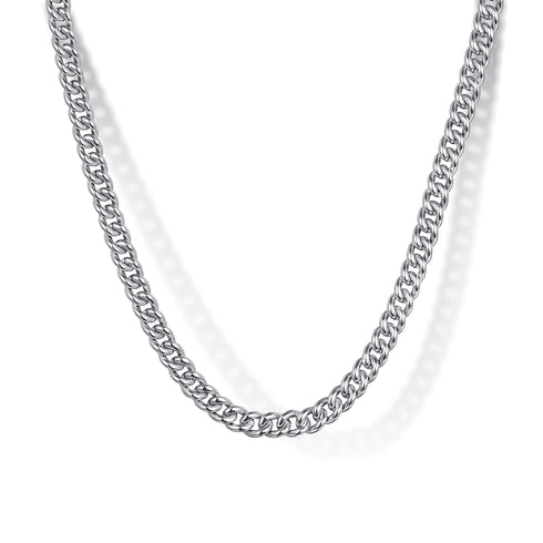 Classic 925 Silver Men's Hollow Cuban Link Chain Necklace - 1