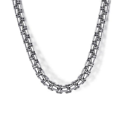 Classic 925 Sterling Silver Men's Round Box Chain Necklace - 2