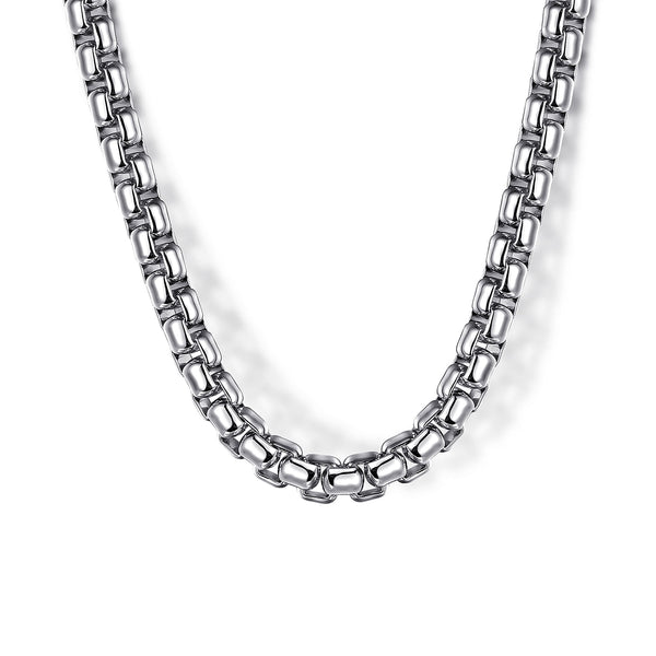 Classic 925 Sterling Silver Men's Round Box Chain Necklace - 2