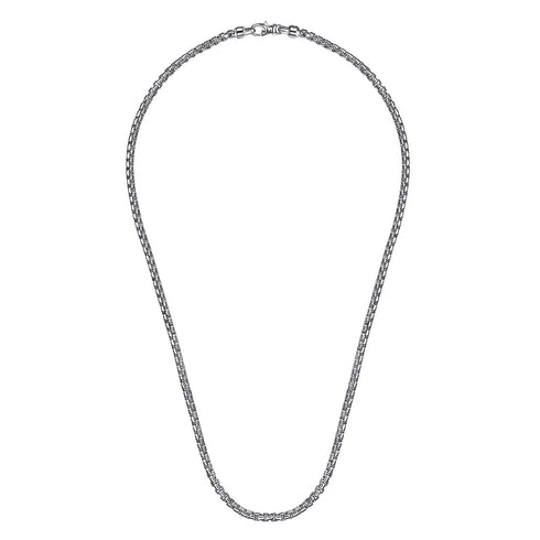 Classic 925 Sterling Silver Men's Round Box Chain Necklace - 3