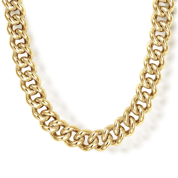 Classic 14K Yellow Gold Solid Cuban Link Chain Necklace 22 Inch - 1
