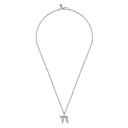 Contemporary 925 Sterling Silver Chai Pendant Necklace - 4