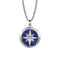 Diamond and Lapis Compass Pendant Necklace in Sterling Silver - 2