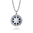 Diamond and Lapis Compass Pendant Necklace in Sterling Silver - 3