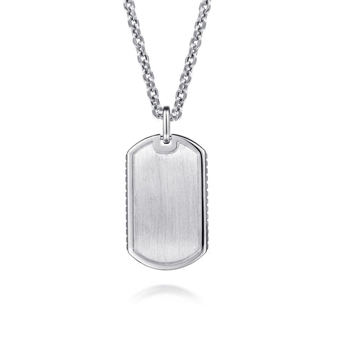 Bujukan 22 Inch 925 Sterling Silver Dog Tag Pendant Necklace - 1