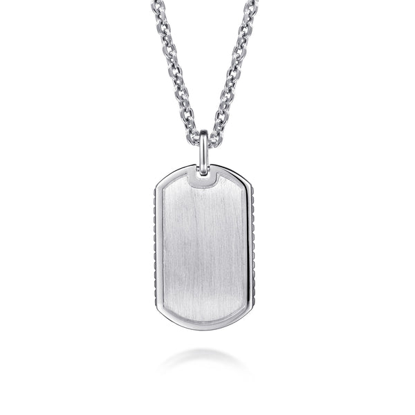 Bujukan 22 Inch 925 Sterling Silver Dog Tag Pendant Necklace - 1
