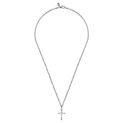 Faceted Cross Pendant Necklace in 925 Sterling Silver - 4