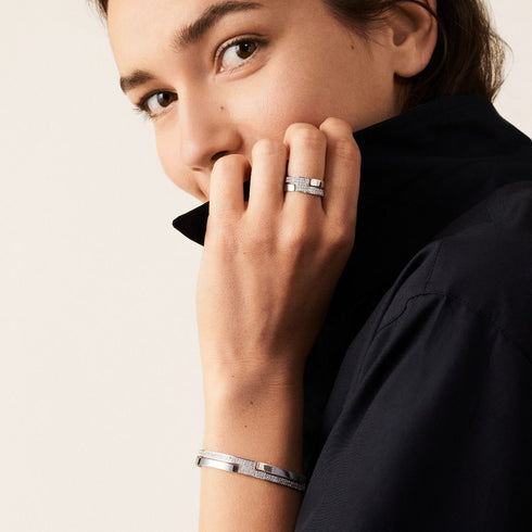 Seventies Medium Ring in 18K White Gold with Diamonds - 3