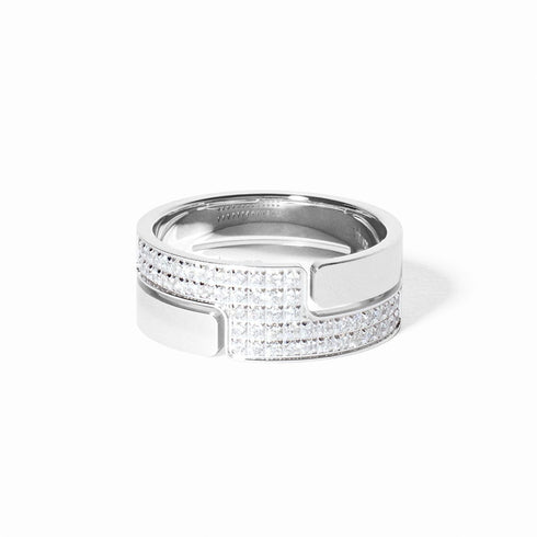 Seventies Medium Ring in 18K White Gold with Diamonds - 2