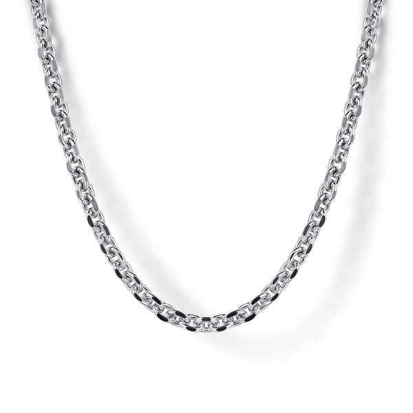 Classic 24 Inch Sterling Silver Solid Men's Link Chain Necklace - 2