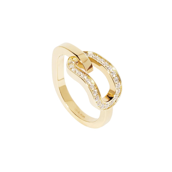 Maillon Large Ring in 18K Yellow Gold with Diamonds - 1