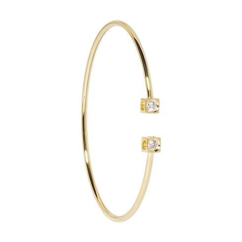 Le Cube Diamant Medium Bangle Bracelet in White Gold - 1