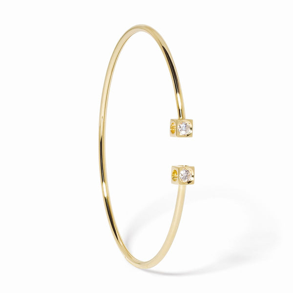 Le Cube Diamant Medium Bangle Bracelet in White Gold - 1