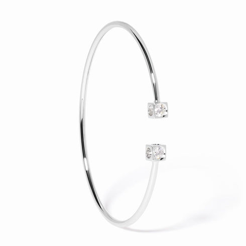 Le Cube Diamant Medium Bangle Bracelet in 18K White Gold - 1
