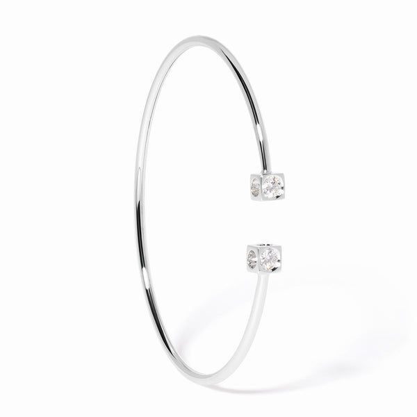Le Cube Diamant Medium Bangle Bracelet in 18K White Gold - 1