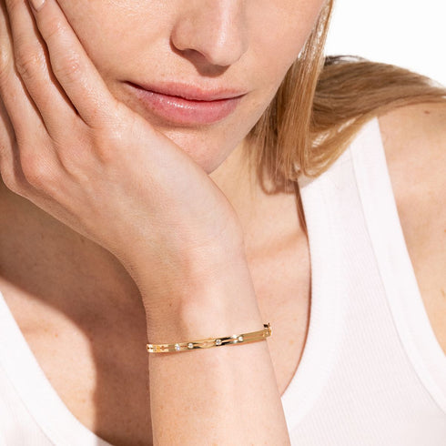 Pulse Bracelet Small Model in Yellow Gold with Diamonds - 4