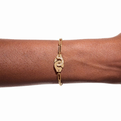 Menottes Dinh Van R12 Bracelet in Yellow Gold with Diamonds - 4