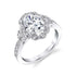 Oval Diamond Floral Halo Engagement Ring with Milgrain - 1
