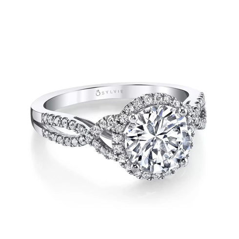 Round Diamond Halo Engagement Ring with Twisted Split Shank - 3