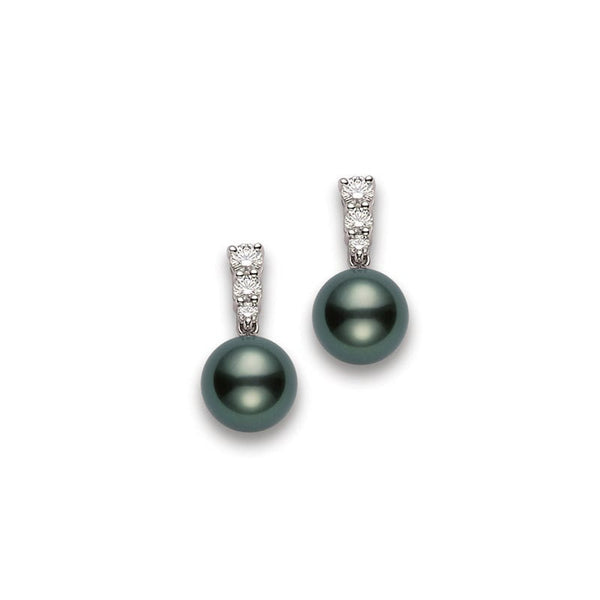 Morning Dew Black South Sea Cultured Pearl Earrings in 18K White Gold - 1