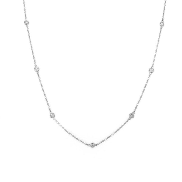 14k Gold & Diamond Station Necklace -0.45ct - 1