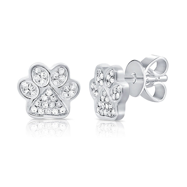 14k Gold & Diamond Paw Stud Earrings - 0.13ct - 1
