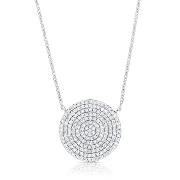 14k Gold & Diamond Large Disc Necklace- 0.58ct. - 1