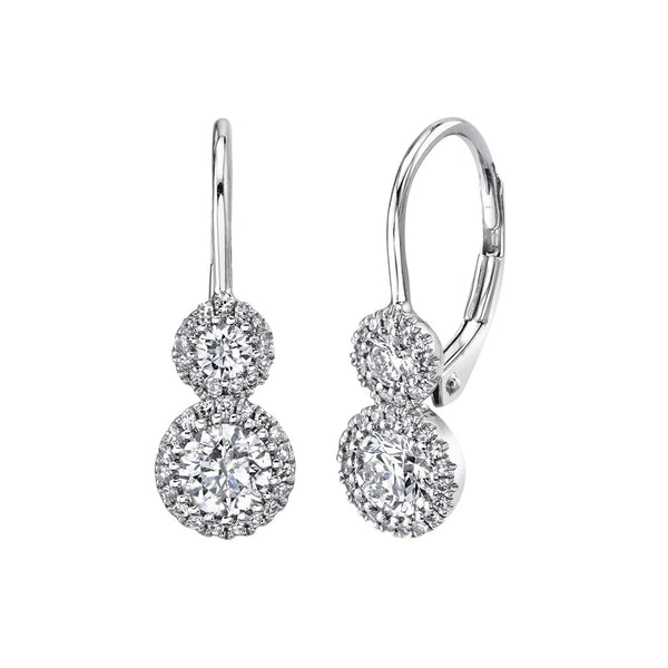 Eden 0.96ct-ctr(Round) 0.18ct-Side Diamond Earring - 1