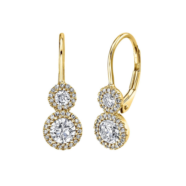 Eden 0.96ct-ctr(Round) 0.18ct-Side Diamond Earring - 1