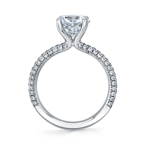 Round Brilliant Engagement Ring with Triple Row Micro-Pavé Band - 2