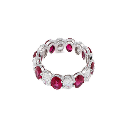 Ruby & Diamond Oval Eternity Band - 3