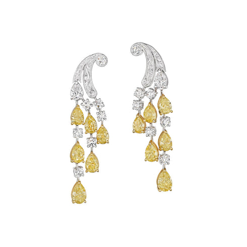 Yellow Diamond Drop Earrings - 1