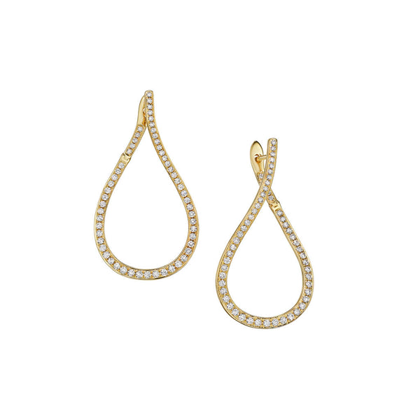 Tear Shape Diamond Swirl Earrings - 1