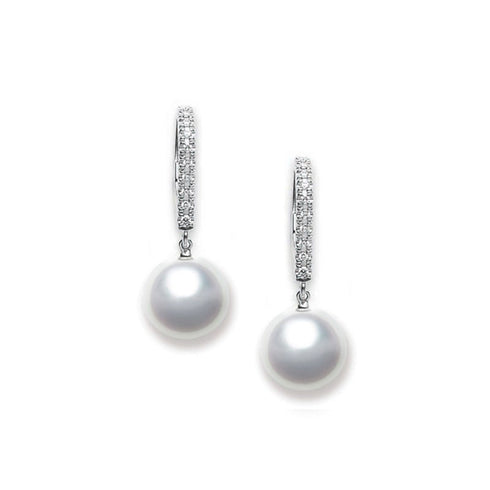 Classic Elegance White South Sea Cultured Pearl Leverback Earrings - 1
