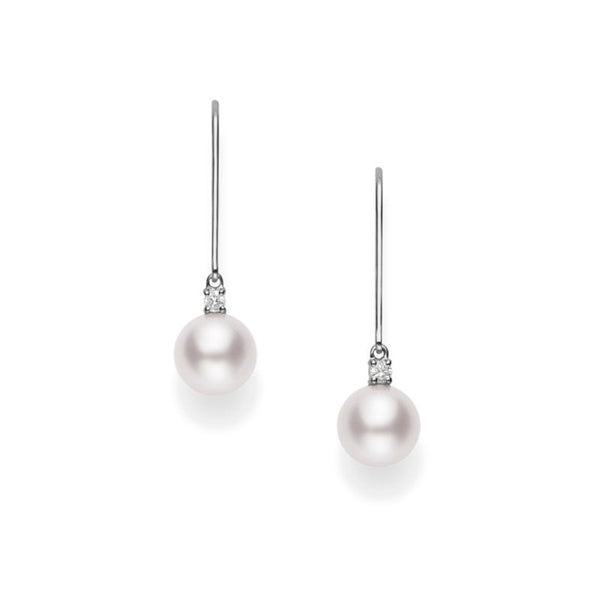 Akoya Leverback Earrings with Diamonds - 1