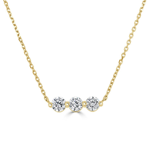 14K Gold & Diamond Bar Necklace - 1