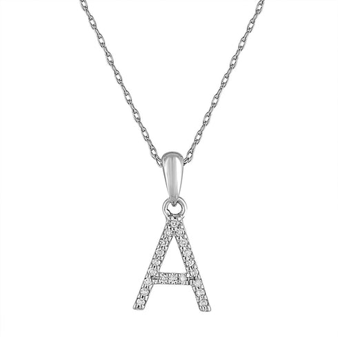 14k Gold & Diamond A Initial Necklace Pendant 16-18" Inches - 0.07 ct. - 0.09 ct. - 1