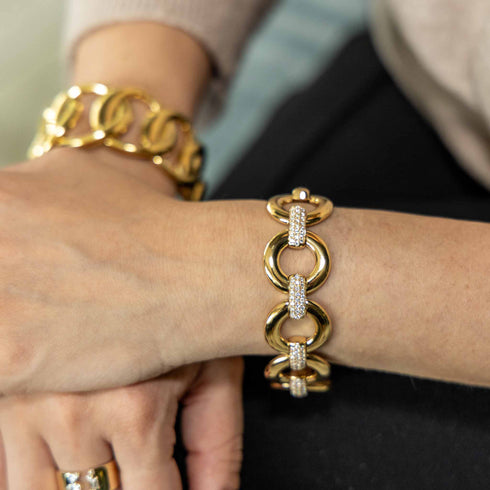 Yellow Gold Link With 2.48Ct Diamonds Bracelet - 2