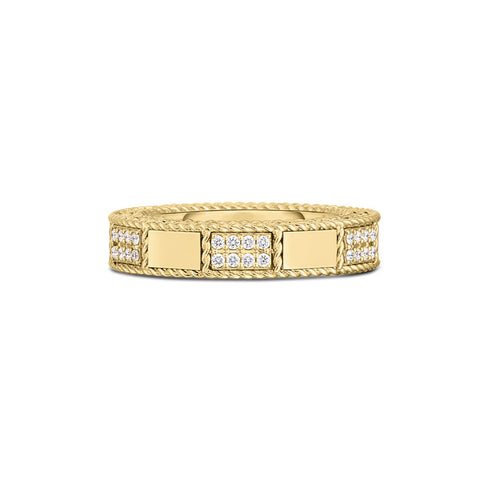 Mosaic Alternating Diamond Ring in 18K Yellow Gold - 1