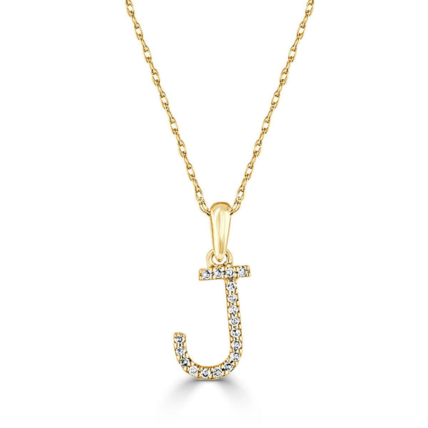 14k Gold & Diamond Initial A-Z Necklace Pendant 16-18" Inches - 0.07 ct. - 0.09 ct. - 1