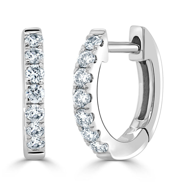 14k Gold & Diamond Huggie Earrings- 0.20ct. - 1