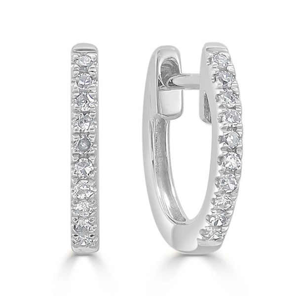 14k Gold & Diamond Huggie Earrings- 0.06ct. - 1