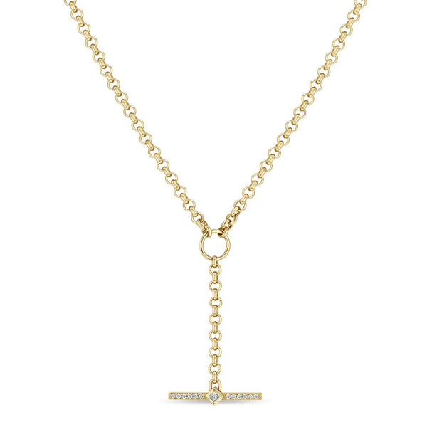 14k Princess Diamond & Diamond Bar Toggle Lariat Necklace - 1