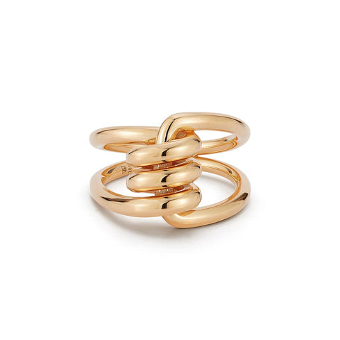 Huxley 18K Gold Single Coil Link Ring - 3