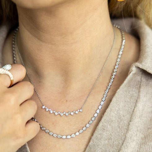 White Gold With 0.89ctw Stationary Zig-Zag Diamonds Necklace - 2
