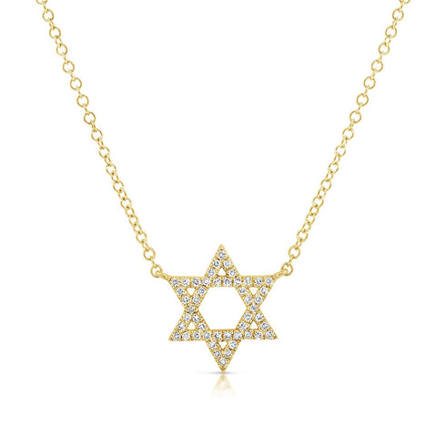 14k Gold & Diamond Star of David Pendant - 0.10ct - 1