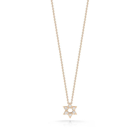 Tiny Treasures Diamond Star of David Necklace in 18K Rose Gold - 1
