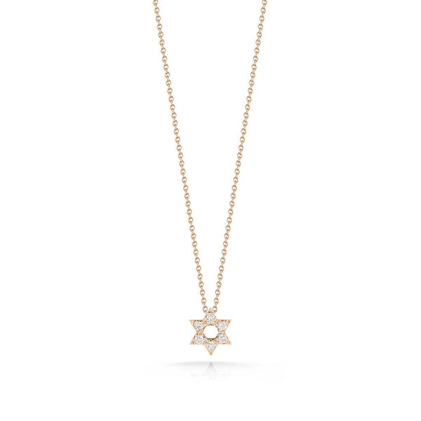 Tiny Treasures Diamond Star of David Necklace in 18K Rose Gold - 1