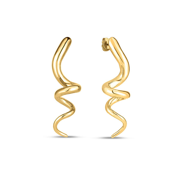 Perfect Gold Large Spiral Pin Earrings in 18K Yellow Gold - 2