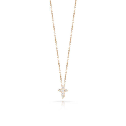 Tiny Treasures 18K Rose Gold Baby Diamond Cross Pendant - 1